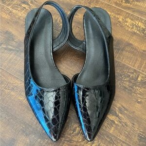 black snakeskin sling back heels